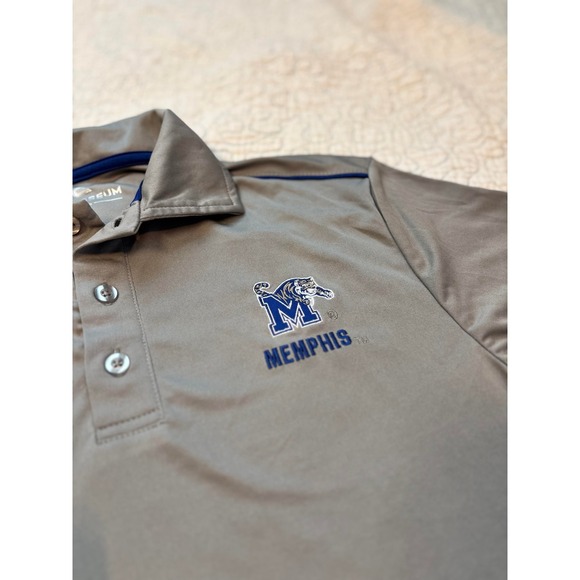 Colosseum Memphis Tigers Men's Athletic Polo Shirt Gray Size Small #626 - Picture 2 of 5